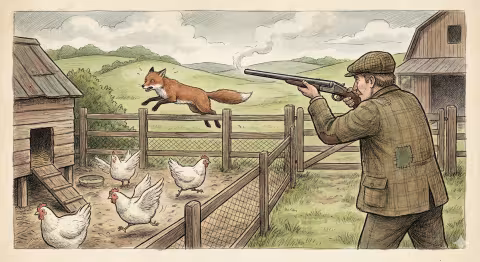 fox escapes the farmers gun